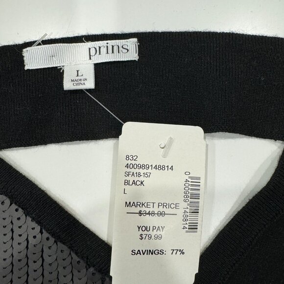 Prins sequin asymmetrical V-Neck top NWT, Size L - Picture 8 of 8